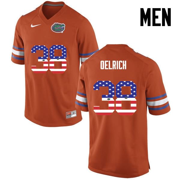 NCAA Florida Gators Nick Oelrich Men's #38 USA Flag Fashion Nike Orange Stitched Authentic College Football Jersey TLN6064RQ